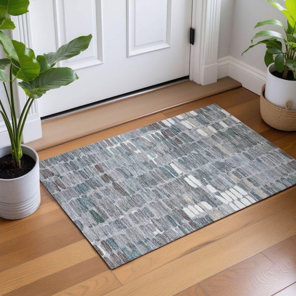 Chantille Machine Washable Indoor/Outdoor Abstract ACN2349 Gray 2 ft. x 3 ft. Accent Rug