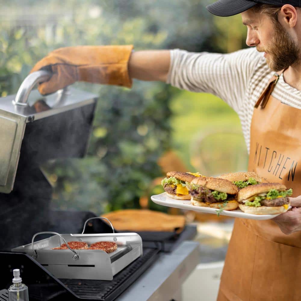 14" x 16" Stainless Steel BBQ Griddle with Handles