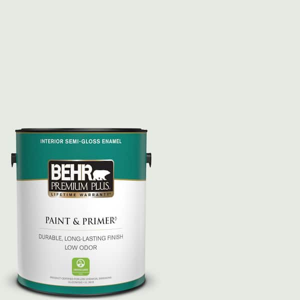 BEHR PREMIUM PLUS 1 gal. #BL-W07 Wind Chill Semi-Gloss Enamel Low Odor Interior Paint & Primer