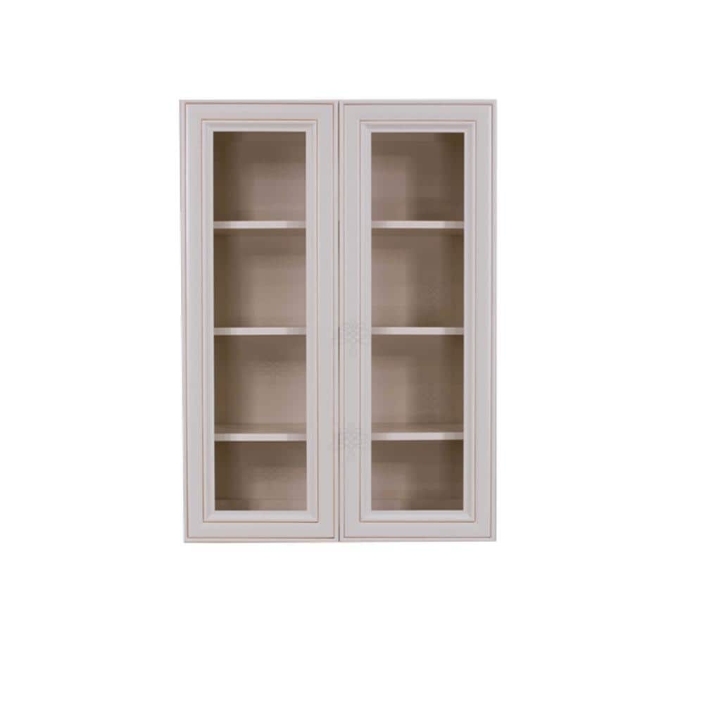 Princeton Assembled 24 in. x 42 in. x 12 in. Wall Mullion Door Cabinet with 2 Doors 3 Shelves in Creamy White Glazed price history on PriceWatchPro
