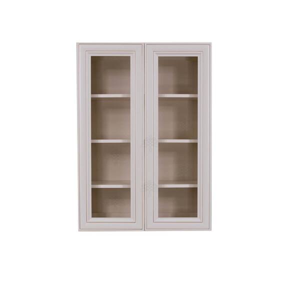 LIFEART CABINETRY Princeton Assembled 30 in. x 30 in. x 12 in. Wall Mullion Door Cabinet with 2 Doors 2 Shelves in Creamy White Glazed