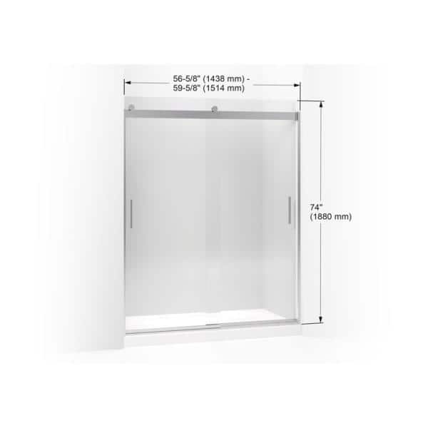 Levity 74" Frameless Sliding Shower Door in Clear Glass with Anodized Brushed Bronze Frame