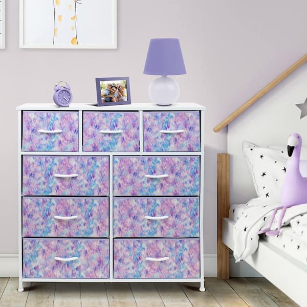 Sorbus 9 Drawers Chest Dresser - Tie-Dye Purple