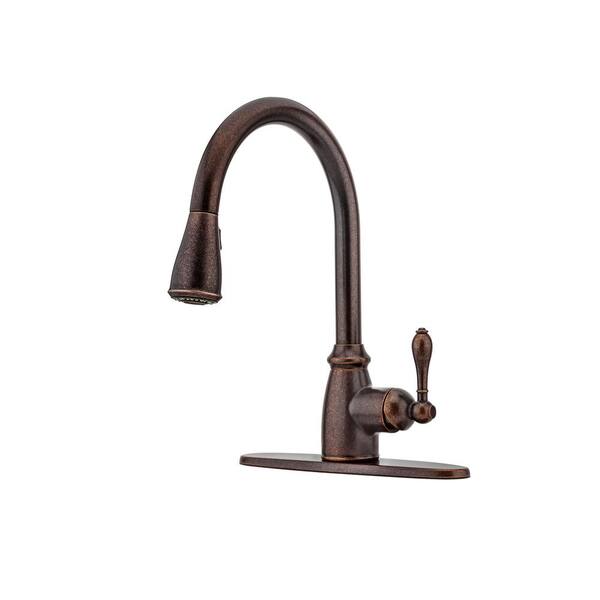 Adams All-in-One Farmhouse Copper 33 in. Single Bowl Kitchen Sink with Pfister Ashfield Faucet and Drain