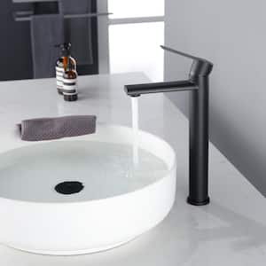Single-Handle Single Hole Bathroom Faucet with Aerator in Black