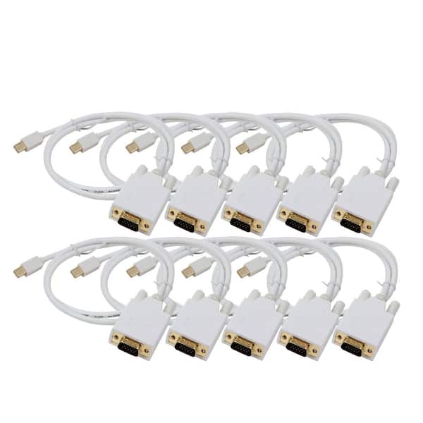 3 ft. Mini Display Port to VGA (32AWG) Cable White 10-Pack