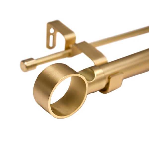 Best Home Fashion 66 in. - 120 in. Adjustable Metal Double Curtain Rod in Gold with Ring Finial