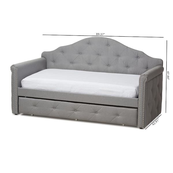 Baxton Studio Emilie Grey Day Bed with Trundle 143 8057 HD The