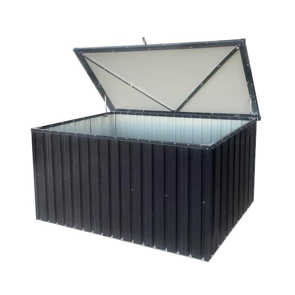 Unbranded 215 Gal. Black Metal Deck Box, Outdoor Storage Box with Waterproof and Durable