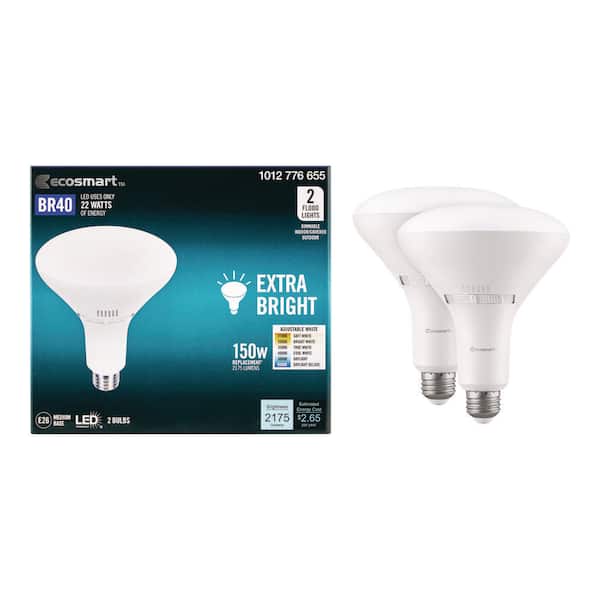 150-Watt Equivalent BR40 Dimmable LED Flood Light Bulb With Selectable Color Temperature (2-Pack)