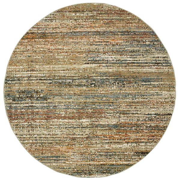 AVERLEY HOME Audrey Gold/Green 8 ft. x 8 ft. Round Abstract Area Rug