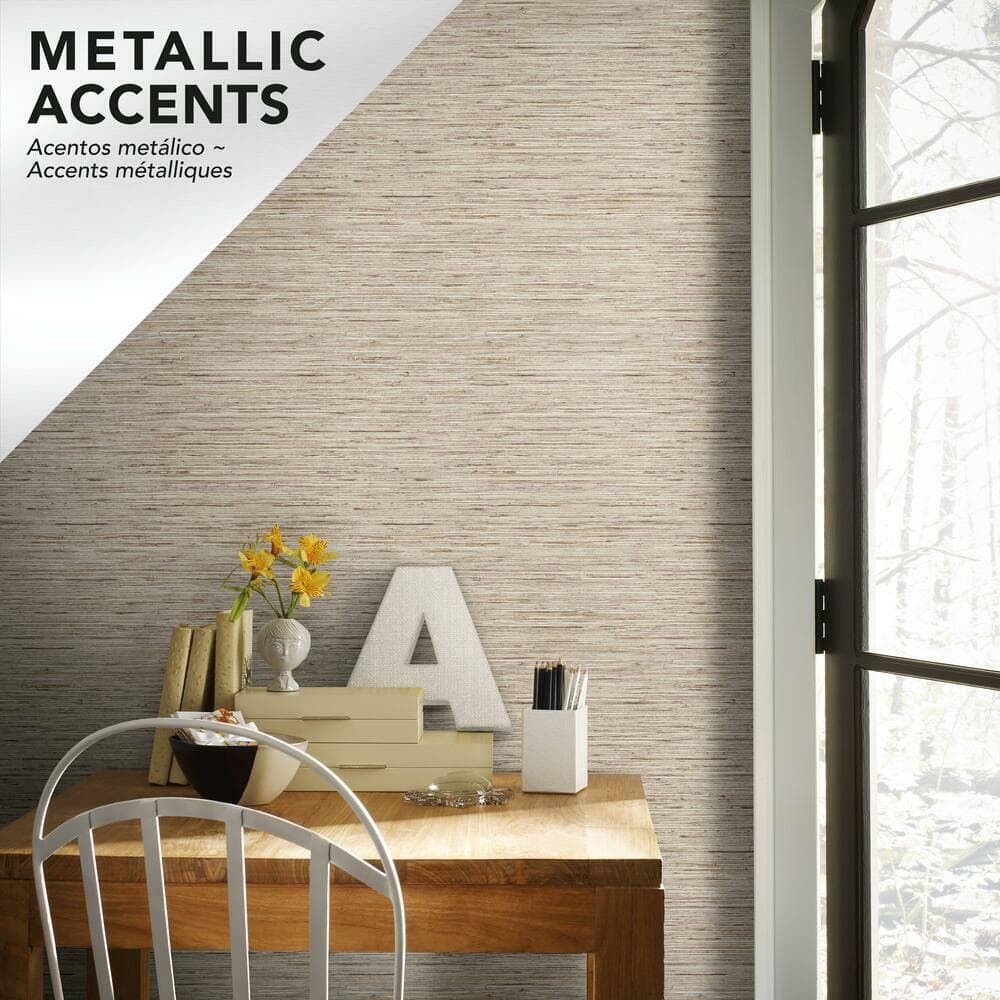 Tan Vinyl Grasscloth Peel and Stick Wallpaper
