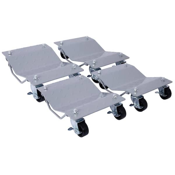 6000 lbs. Capacity Car Dolly, Heavy-Duty 4-Tire Wheel Dolly, Silver