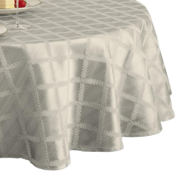 Lenox Laurel Leaf Tablecloth, Platinum - 70"W x 70"L Round