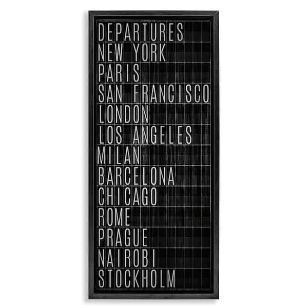 Stupell Industries Airport Departures Major Cities by SunDance Group, LLC. Black Floater Frame Country Graphic Art Print 25 in. x 11 in.