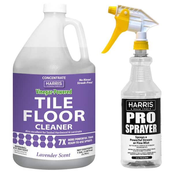 Harris 128 oz. Vinegar-Powered Tile Floor Cleaner with Lavender Scent and 32 oz. Professional Spray Bottle
