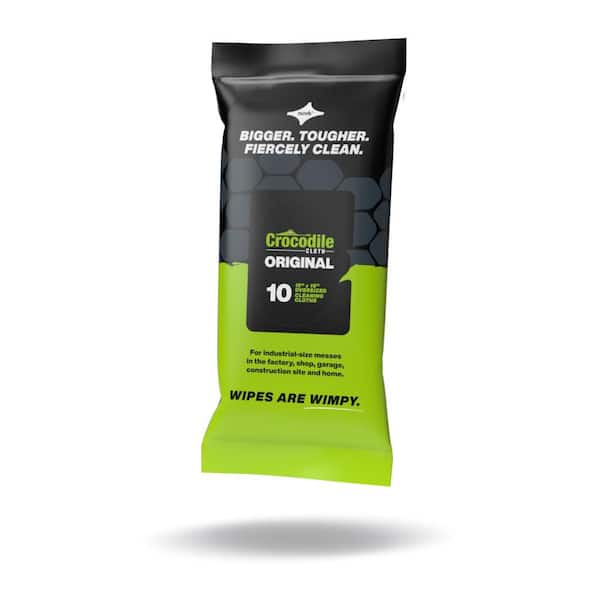 CROCODILE CLOTH All-Purpose Hands and Tool Cleaning Wipes. 10 x 15 in. 10 Count