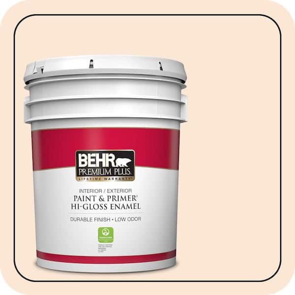 BEHR PREMIUM PLUS 5 gal. #270C-1 Naive Peach Hi-Gloss Enamel Interior/Exterior Paint & Primer