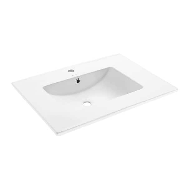 36.13 in. W x 18.31 in. D Ceramic Vanity Top in Glossy White