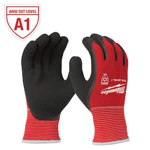 Medium Red Latex Level 1 Cut Resistant Insulated Winter Dipped Work Gloves