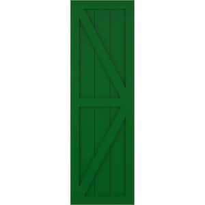 15 in. x 55 in. PVC Two Equal Panel Farmhouse Fixed Mount Board and Batten Shutters Pair in Viridian Green