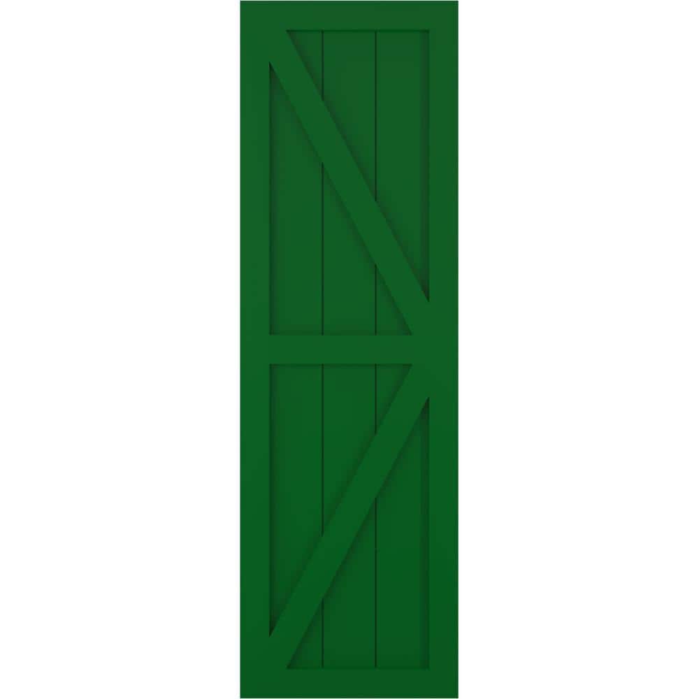 18 in. x 63 in. PVC Two Equal Panel Farmhouse Fixed Board and Batten Shutters with Z-Bar, Viridian Green (Per Pair) price history on PriceWatchPro