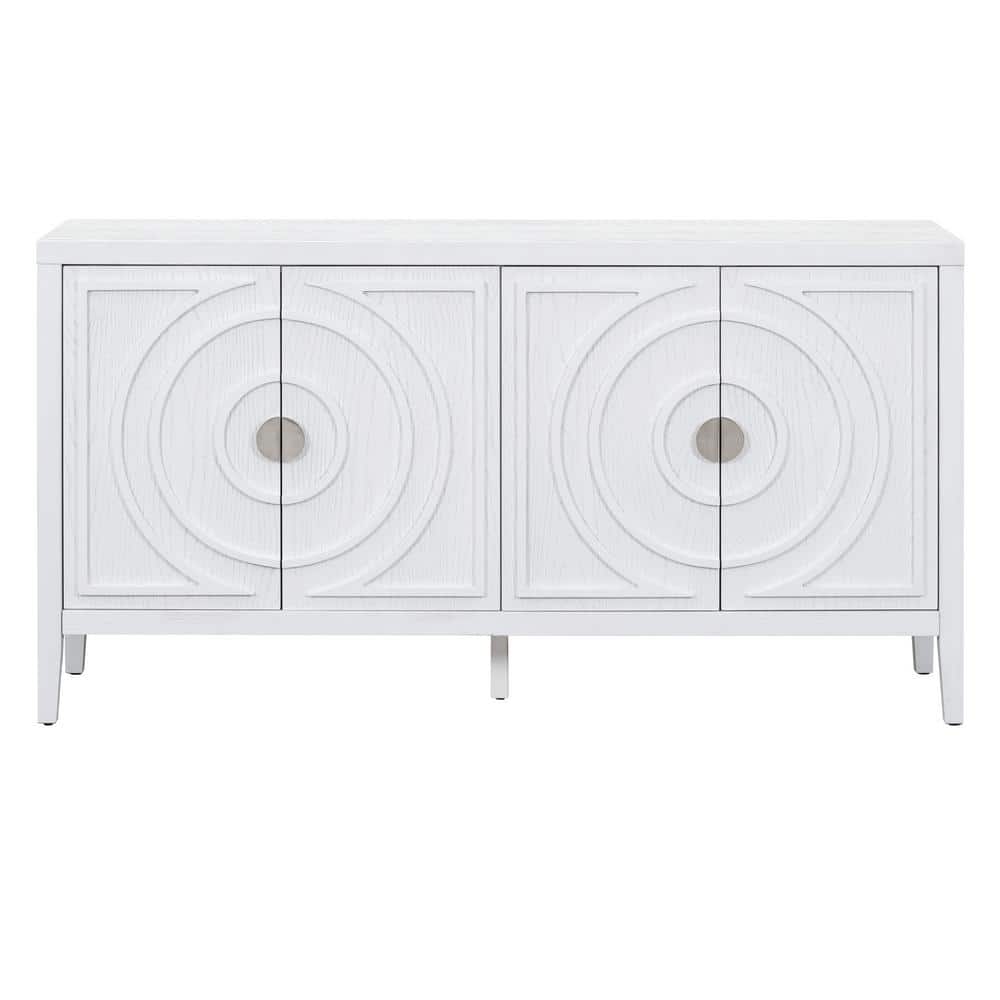 60 in. W x 15.9 in. D x 32.1 in. H White Linen Cabinet with Circular Groove