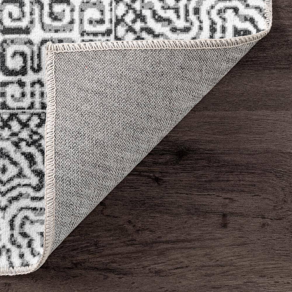 Gray Abstract Tribal Machine Washable Area Rug