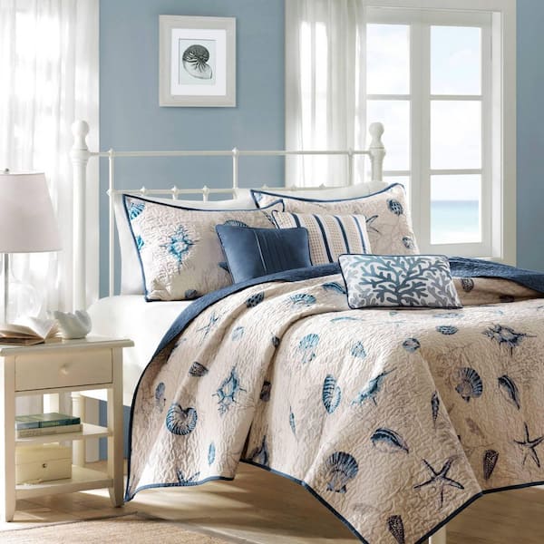 Nantucket 6-Piece Blue King Reversible Coverlet Set