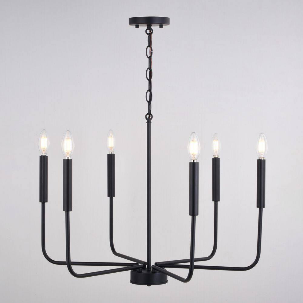 Belden 26" Black Metal 6-Light Candelabra Chandelier
