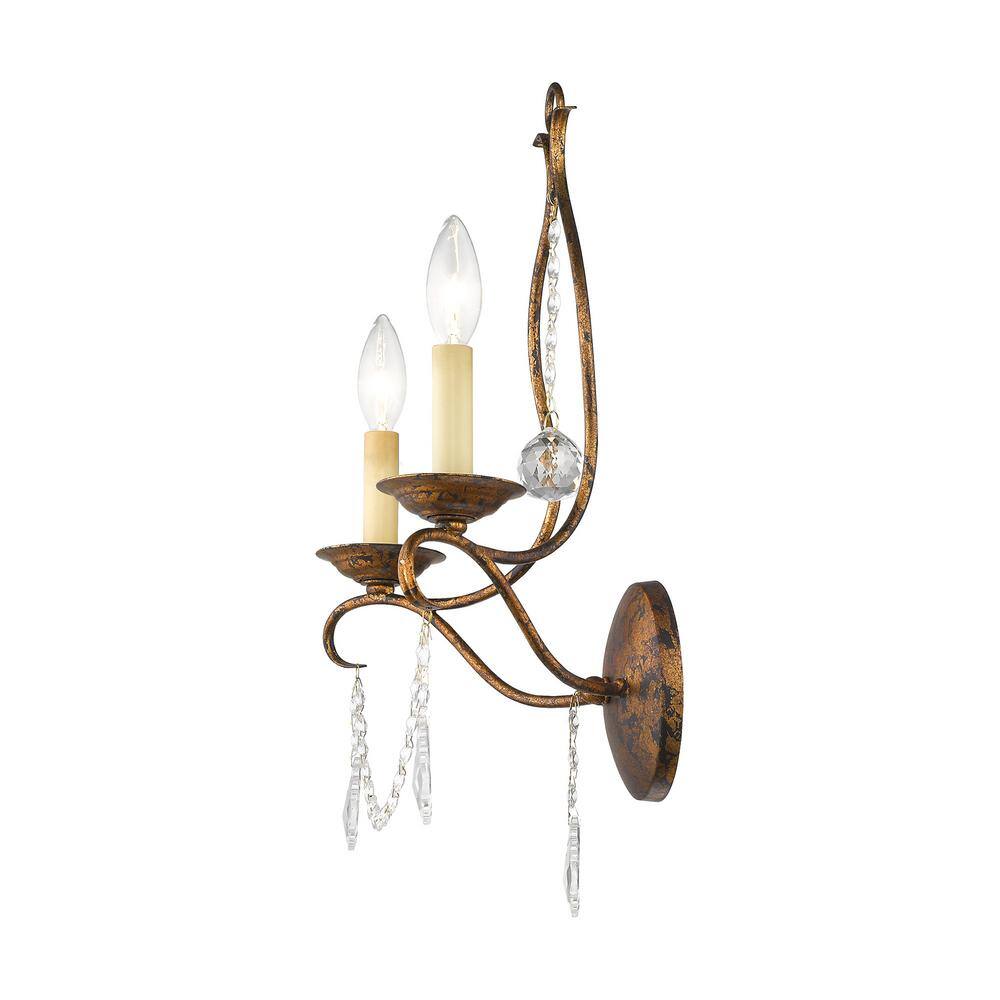 Chesterfield Venetian Golden Bronze 2-Light Crystal Sconce