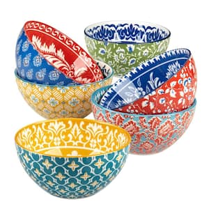 Panache 28.75 fl. oz. Multi-Colored Porcelain Serving Bowls (Set of 6)