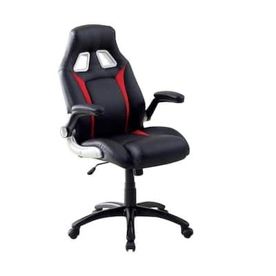 Black Leatherette Gaming Chair with Padded Armrests and Adjustable Height