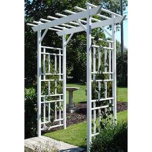 85 in. H X 72 in. W White Vinyl PVC Wellington Arbor