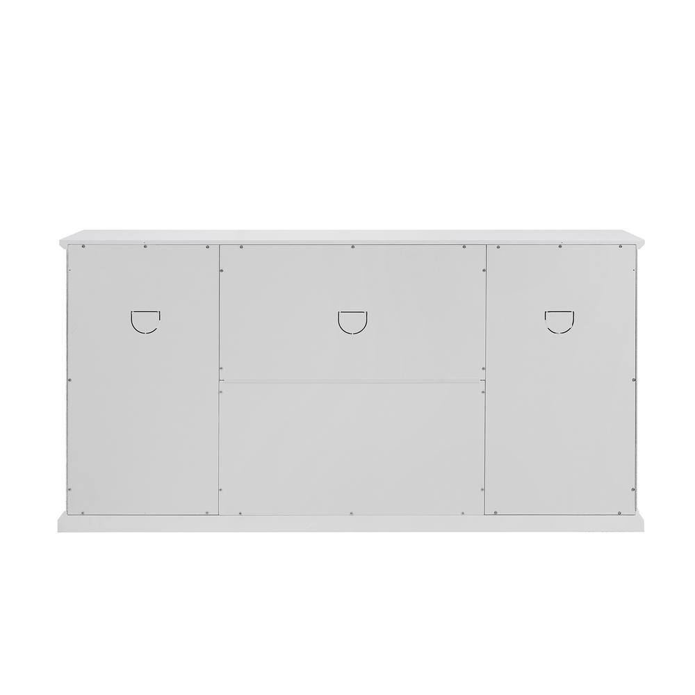 White 60-Inch Sideboard with Fretwork Detail and Cabinet