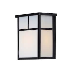 Coldwater 9 in. W 2-Light Black Outdoor Wall Lantern Sconce