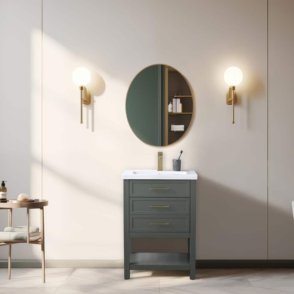 Arlo 24 in. W x 18 in. D x 34 in. H Bath Vanity in Vintage Green with White Ceramic Top price history on PriceWatchPro