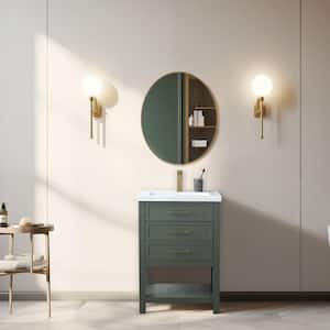 Arlo 24 in. W x 18 in. D x 34 in. H Bath Vanity in Vintage Green with White Ceramic Top