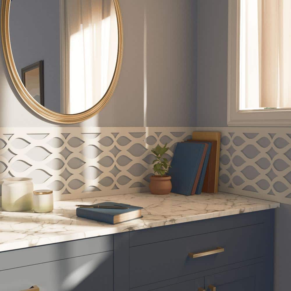 Somerset White PVC Decorative Fretwork Crown Moulding, 47" x 12"