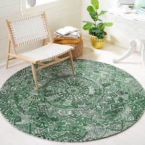 Marquee Green/Ivory 8 ft. x 8 ft. Floral Oriental Round Area Rug