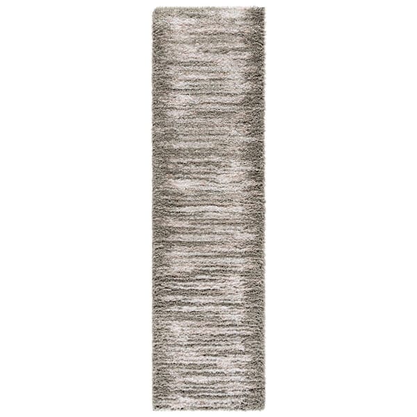 Atlantis Shag 2 ft. x 8 ft. Green/Ivory Contemporary Heathered Striation Runner Rug