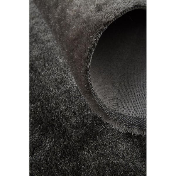 10 ft. Round Gray, Black Solid Color Area Rug