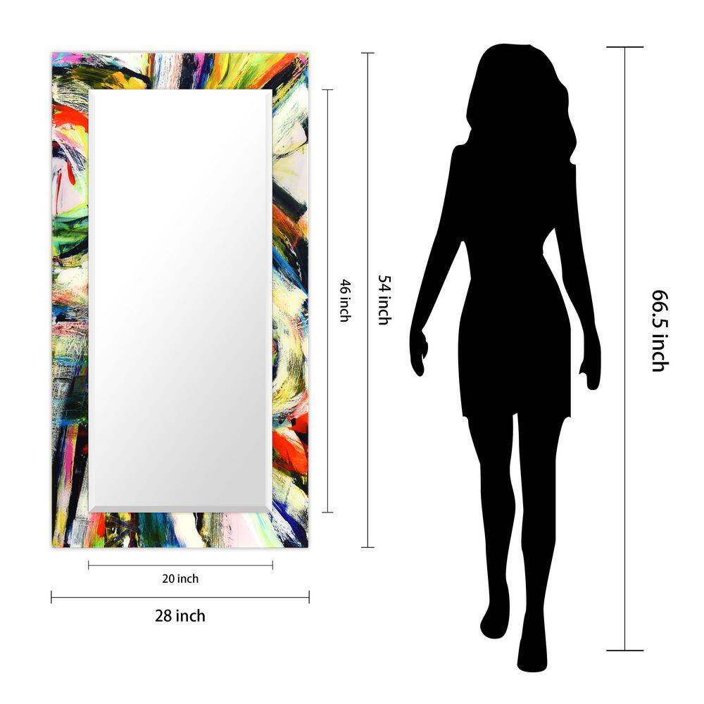 Vibrant Multicolor Rectangular Beveled Wall Mirror with Tempered Glass
