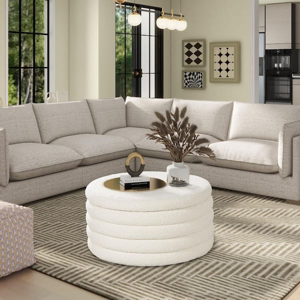 Jennifer Taylor Fuji 36 in. Round Polyester Upholstered