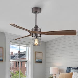 52 in. Black Indoor Standard Ceiling Fans with 3-Dark Brown Finished Blades