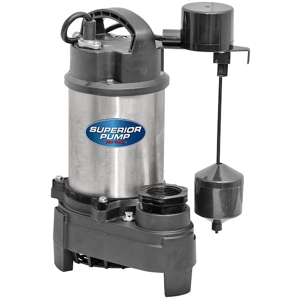Superior Pump 1 HP Submersible Stainless Steel Cast Iron Sump Pump with Vertical Float Switch 92151