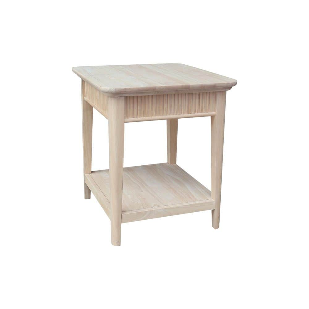 Haven 22 in. Unfinished Rectangular Solid Wood End Table - thumbnail 2