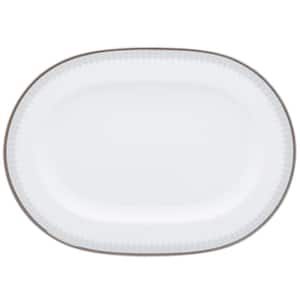 Silver Colonnade 16 in. (White) Porcelain Oval Platter