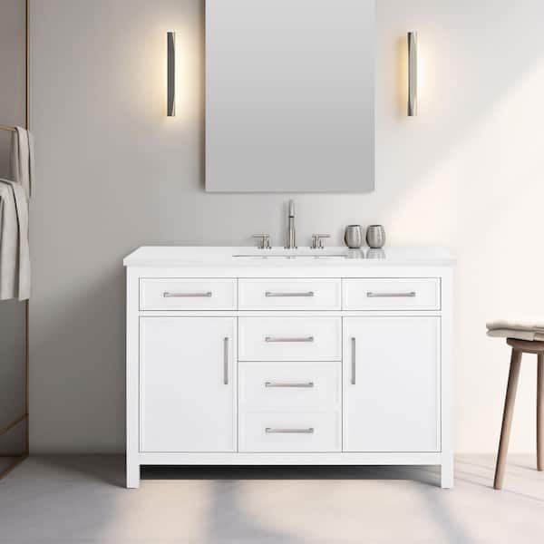 SUDIO Cooper 54 in. W Bath Vanity in White with Engineered