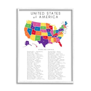 USA State Abbreviations and Capital Playful Tones By Anna Quach Framed Print Abstract Texturized Art 24 in. x 30 in.